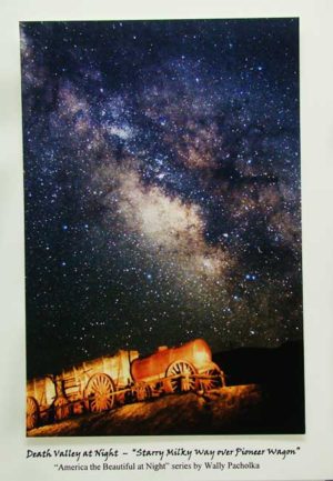 Starry Milk Way Over Pioneer Wagon Notecard
